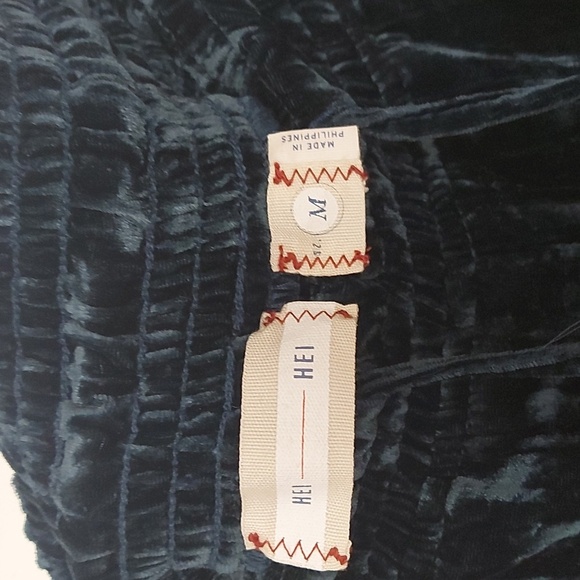 Anthropologie Hei Hei Cropped Wide Leg Crushed Velvet Pants Jewel Blue Size Med - Picture 8 of 10